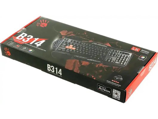 Клавиатура проводная игровая A4Tech Bloody B314 черный (подставка для запястий)